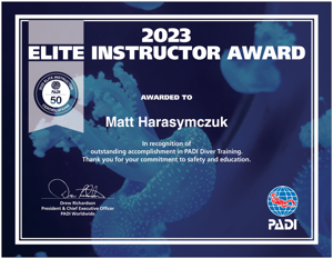 PADI Elite Instructor Award 2023