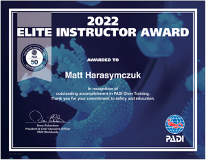 PADI Elite Instructor Award 2022